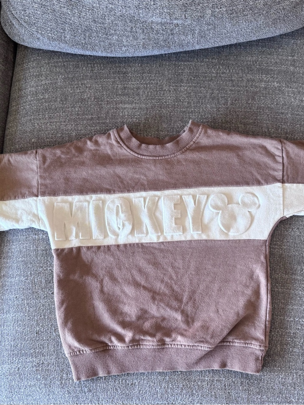 Disney Kids Mickey Pullover Sweatshirt in Brown and Cream